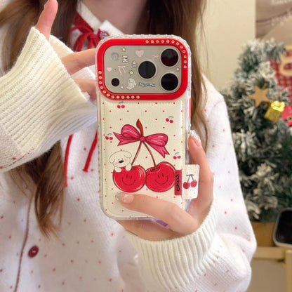 【チェリーリボンドッグ】チェリーデザイン 犬 水玉 ドット スマホケース｜iPhone対応 #240627