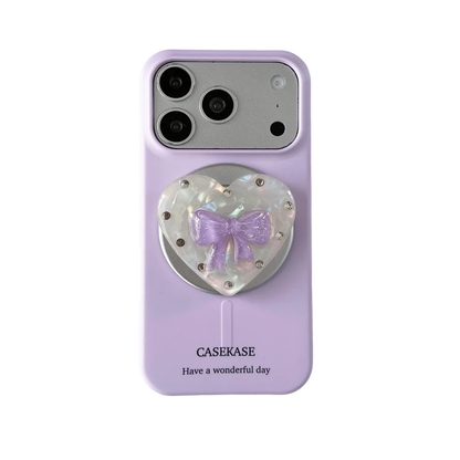 【ハートリボン】ぷっくり クリアグリップ スマホケース｜iPhone対応 #260201