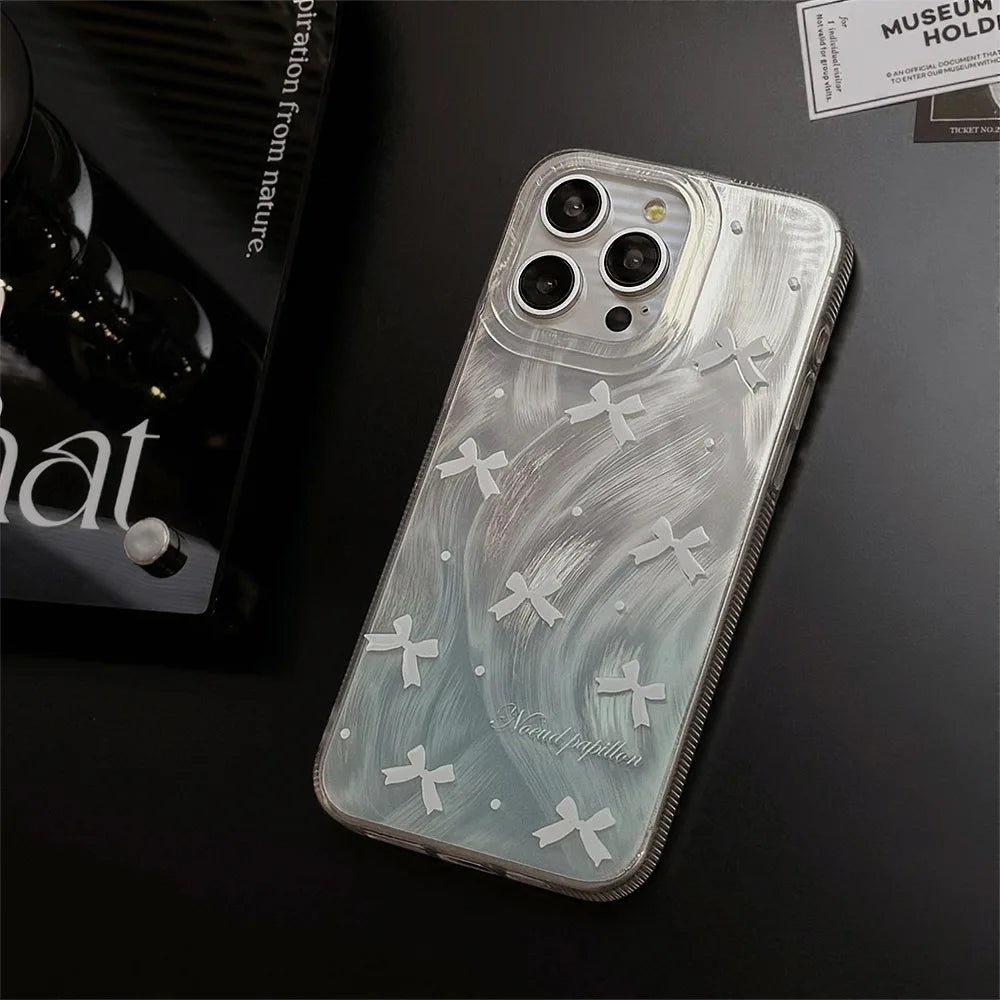 【パールリボンドロップ】リボン×うるツヤパールデザイン スマホケース｜iPhone対応 #250606