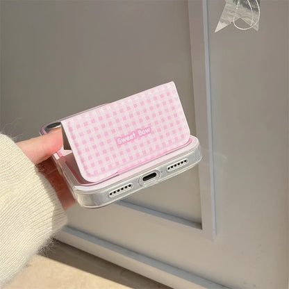 ビジューリボン 折りたたみスタンド iPhoneケース｜フェミニンデザイン #240323