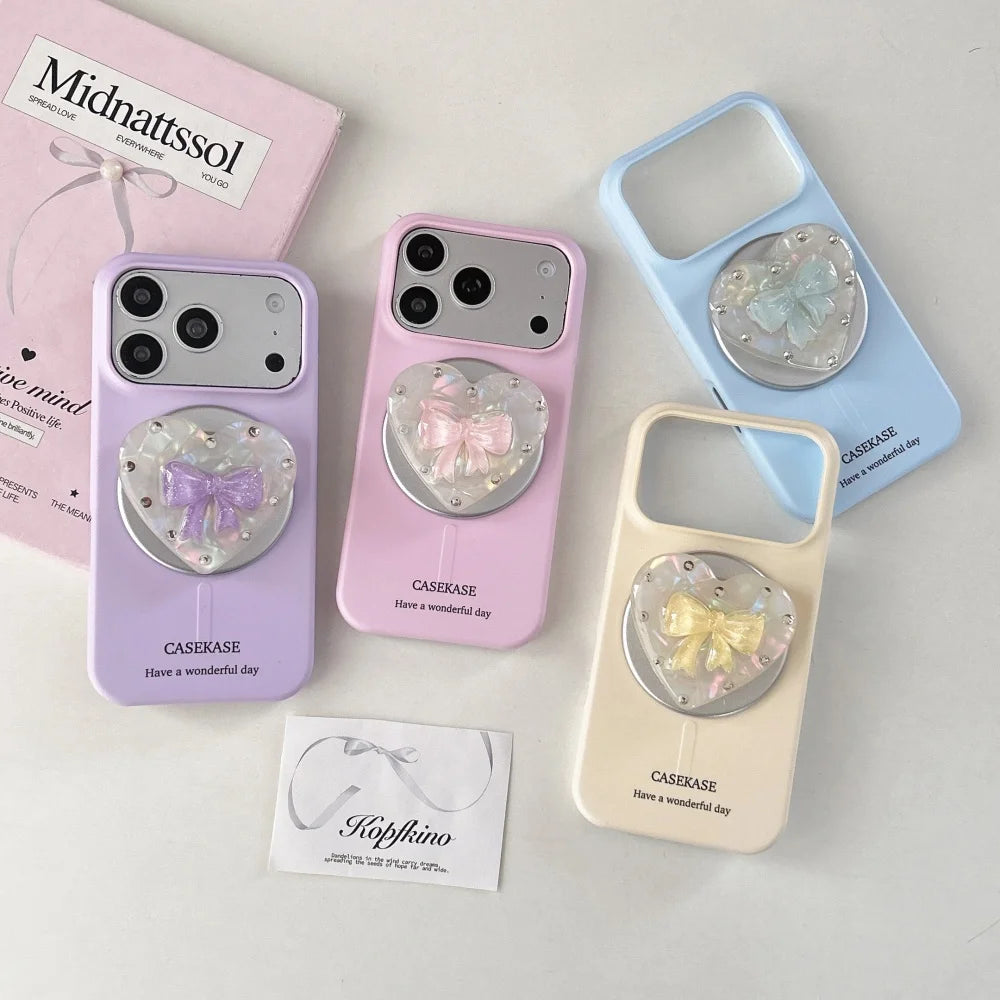 【ハートリボン】ぷっくり クリアグリップ スマホケース｜iPhone対応 #260201