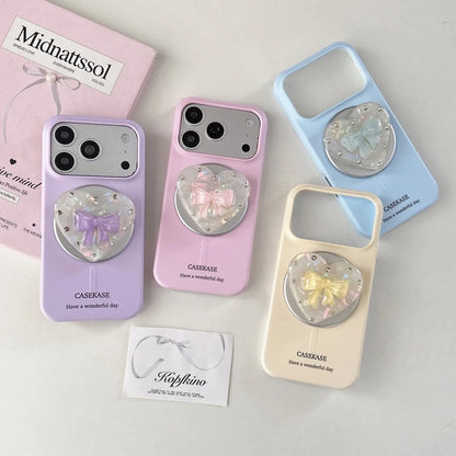 【ハートリボン】ぷっくり クリアグリップ スマホケース｜iPhone対応 #260201