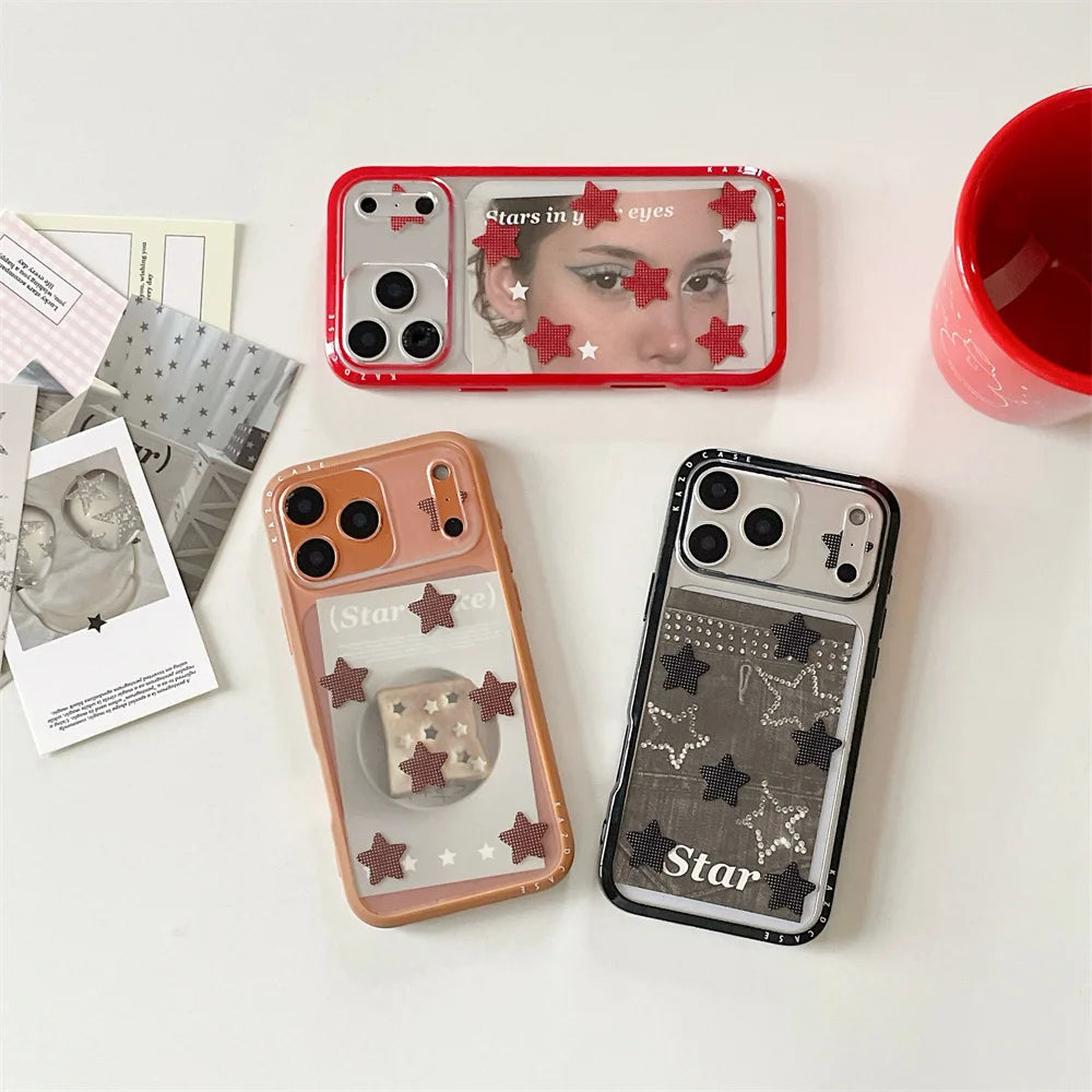 【スタークリア】星柄 カラーフレーム ポップスマホケース｜iPhone対応 #241026