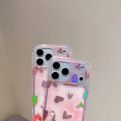 オーロラハートグロウ クリアiPhoneケース｜ホログラムハートデザイン #240417