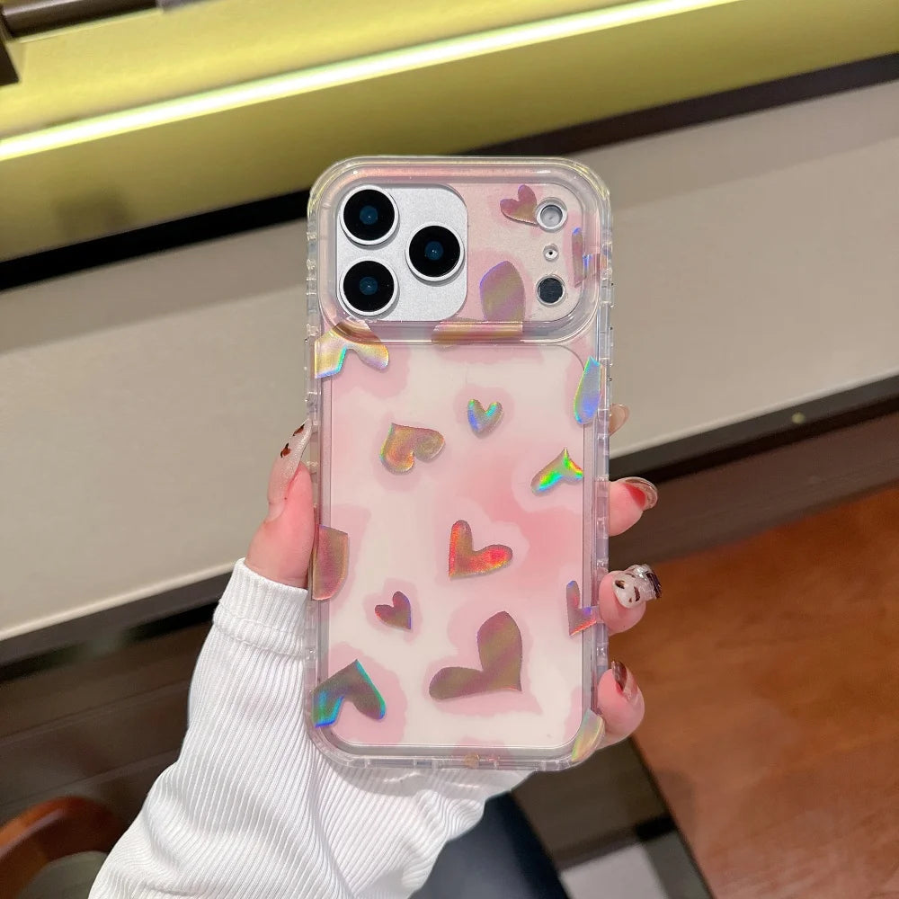 オーロラハートグロウ クリアiPhoneケース｜ホログラムハートデザイン #240417