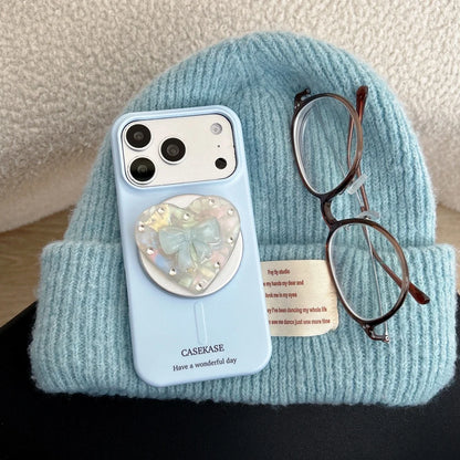 【ハートリボン】ぷっくり クリアグリップ スマホケース｜iPhone対応 #260201