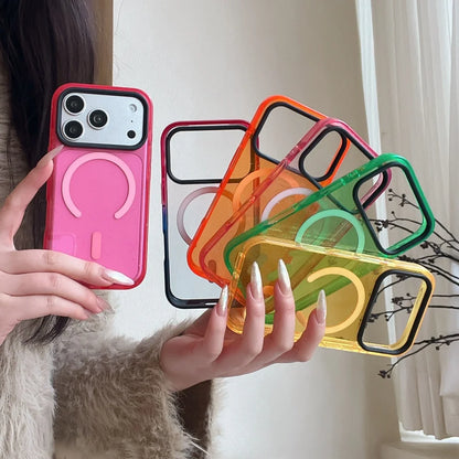 カラフル ネオンカラー ラメ入り 透明 iPhoneケース｜Magnet内蔵 #260516