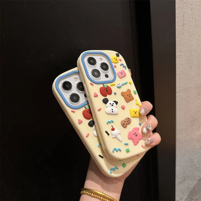 【キャラクターシリーズ】 ゆるキャラ ＆スイーツモチーフ カラフルスマホケース｜iPhone対応 #251023