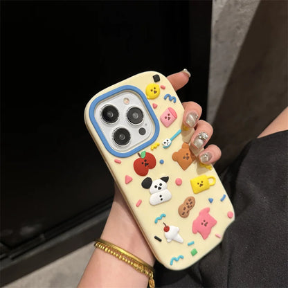 【キャラクターシリーズ】 ゆるキャラ ＆スイーツモチーフ カラフルスマホケース｜iPhone対応 #251023