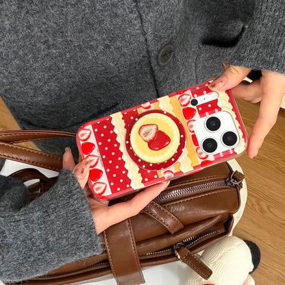 【Magnet内蔵】ストロベリーケーキ スイーツモチーフ × ポップソケット スマホケース｜iPhone対応 #240803