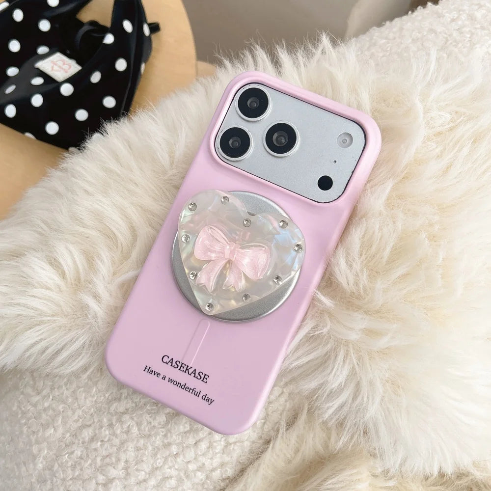 【ハートリボン】ぷっくり クリアグリップ スマホケース｜iPhone対応 #260201