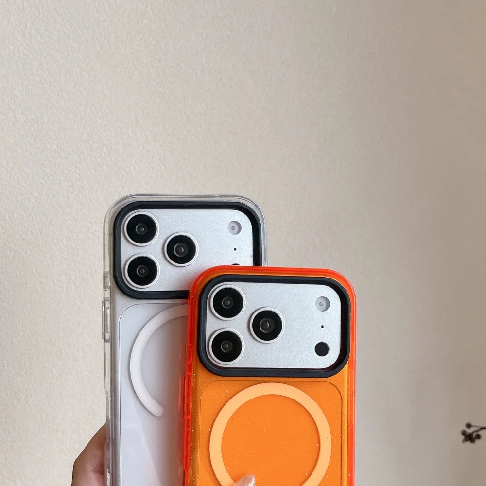 カラフル ネオンカラー ラメ入り 透明 iPhoneケース｜Magnet内蔵 #260516