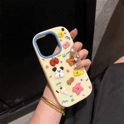 【キャラクターシリーズ】 ゆるキャラ ＆スイーツモチーフ カラフルスマホケース｜iPhone対応 #251023