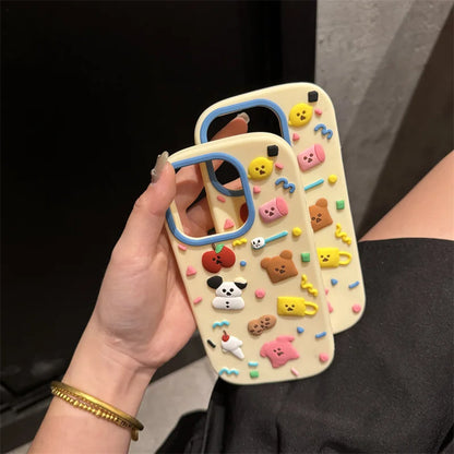 【キャラクターシリーズ】 ゆるキャラ ＆スイーツモチーフ カラフルスマホケース｜iPhone対応 #251023