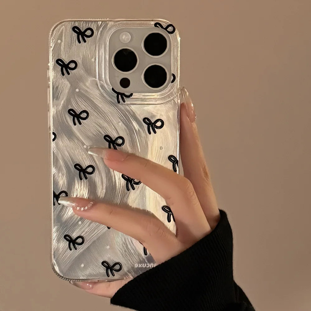 【パールリボンドロップ】リボン×うるツヤパールデザイン スマホケース｜iPhone対応 #250606