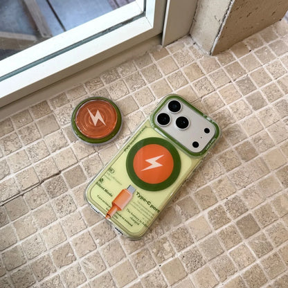 バイカラー ライトニングデザイン クリア iPhoneケース #261118