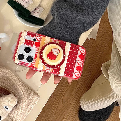 【Magnet内蔵】ストロベリーケーキ スイーツモチーフ × ポップソケット スマホケース｜iPhone対応 #240803