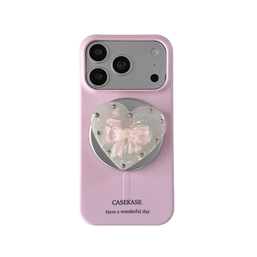 【ハートリボン】ぷっくり クリアグリップ スマホケース｜iPhone対応 #260201