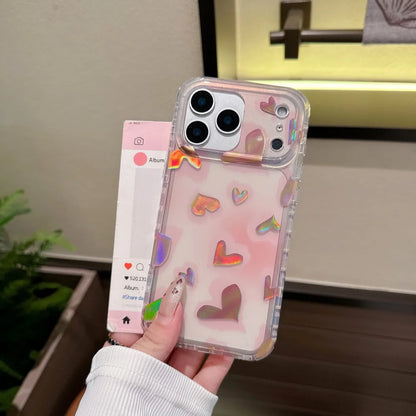 オーロラハートグロウ クリアiPhoneケース｜ホログラムハートデザイン #240417