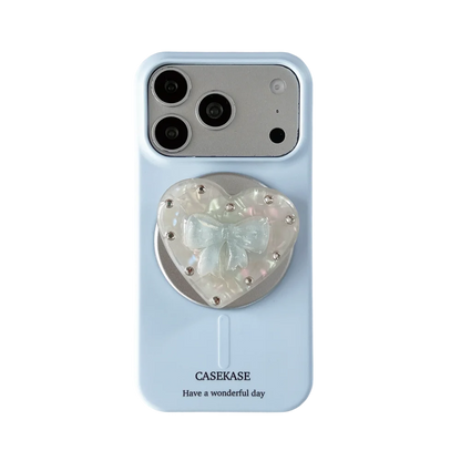 【ハートリボン】ぷっくり クリアグリップ スマホケース｜iPhone対応 #260201