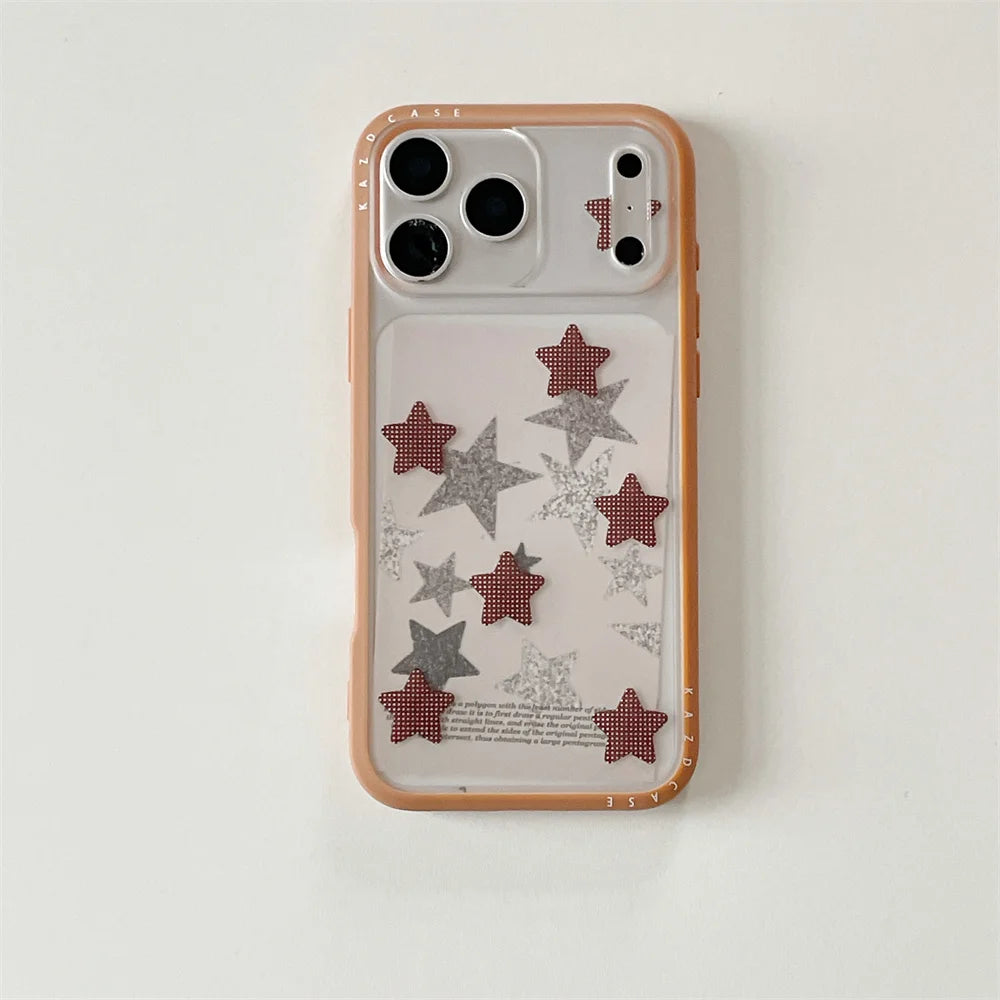 【スタークリア】星柄 カラーフレーム ポップスマホケース｜iPhone対応 #241026