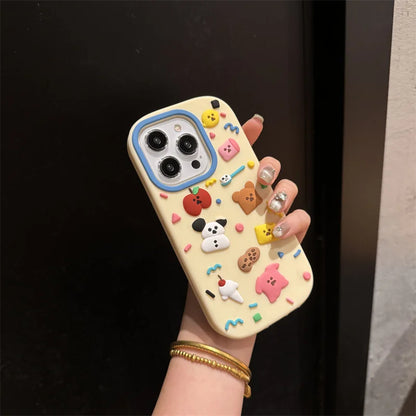 【キャラクターシリーズ】 ゆるキャラ ＆スイーツモチーフ カラフルスマホケース｜iPhone対応 #251023