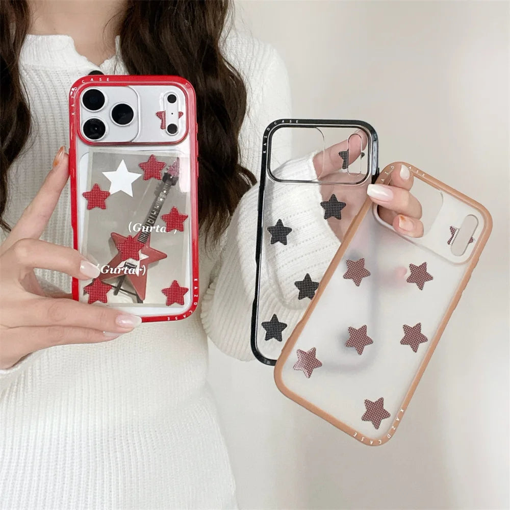 【スタークリア】星柄 カラーフレーム ポップスマホケース｜iPhone対応 #241026