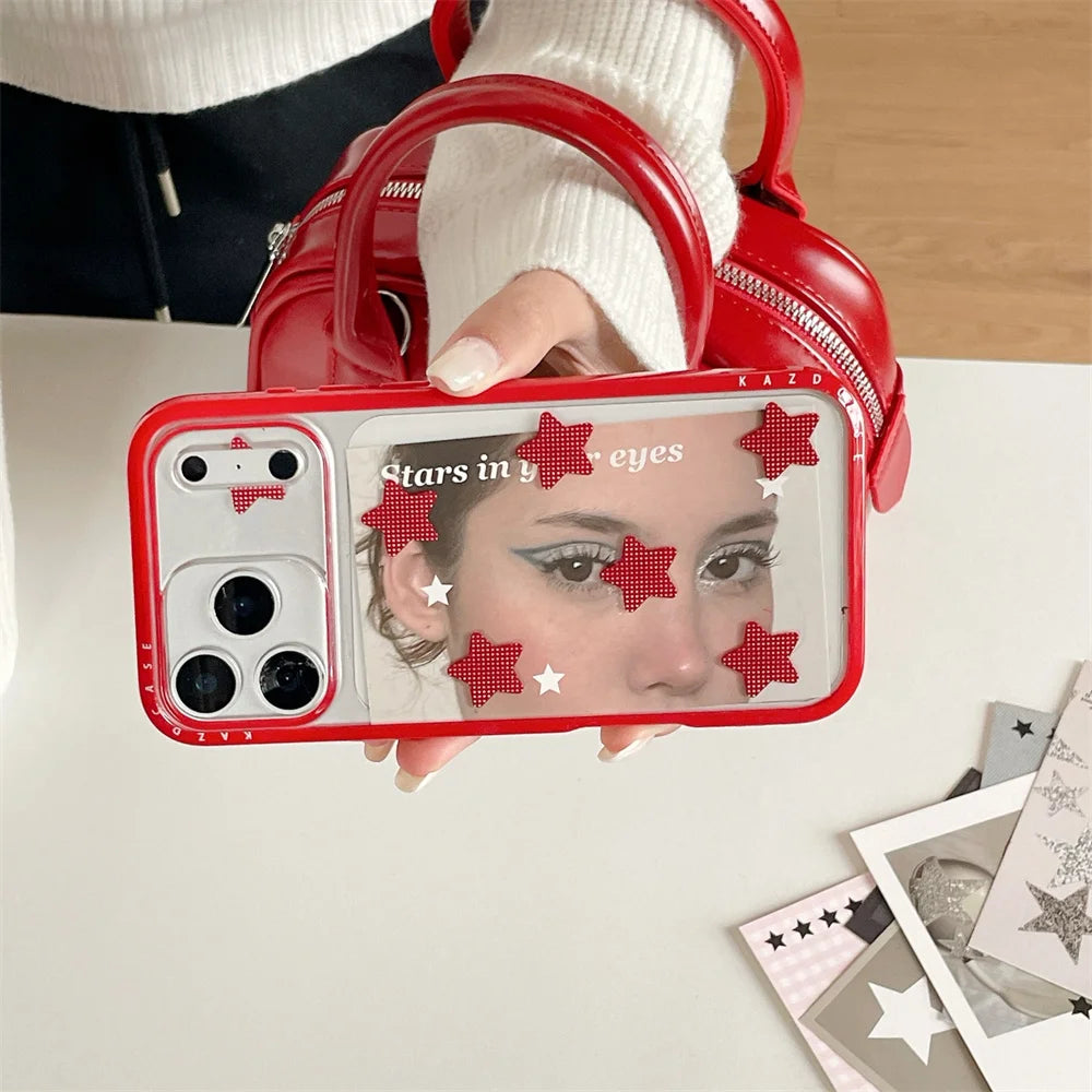 【スタークリア】星柄 カラーフレーム ポップスマホケース｜iPhone対応 #241026