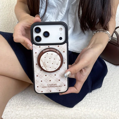 【Magnet内蔵】オータムチェック × カラーポップサークル スマホケース｜iPhone対応 #241027