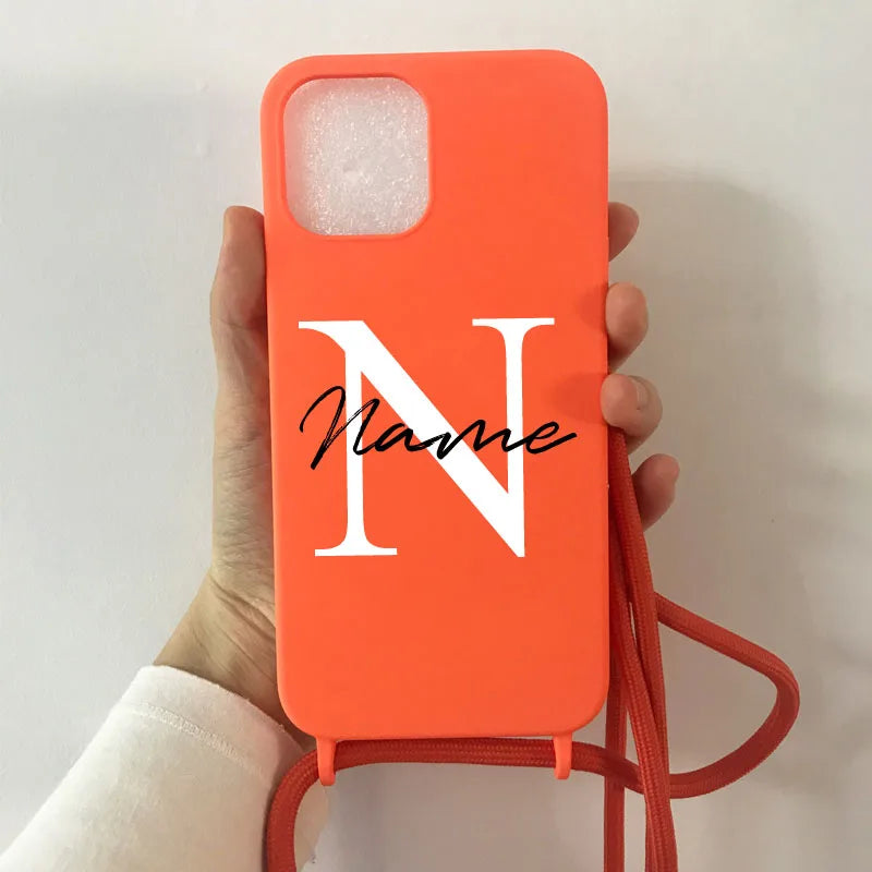 【カスタムシリーズ】名入れ ショルダーストラップ付き iPhoneケース｜パステルカラー #260215