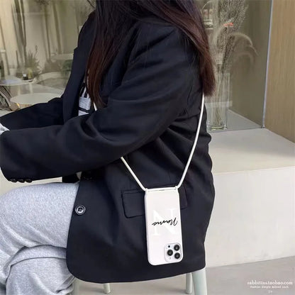 【カスタムシリーズ】名入れ ショルダーストラップ付き iPhoneケース｜パステルカラー #260215