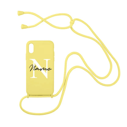 【カスタムシリーズ】名入れ ショルダーストラップ付き iPhoneケース｜パステルカラー #260215