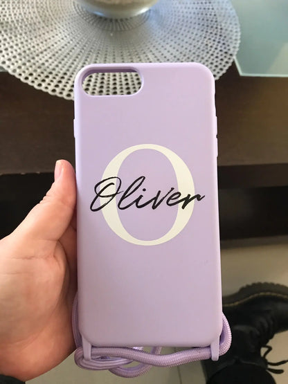 【カスタムシリーズ】名入れ ショルダーストラップ付き iPhoneケース｜パステルカラー #260215