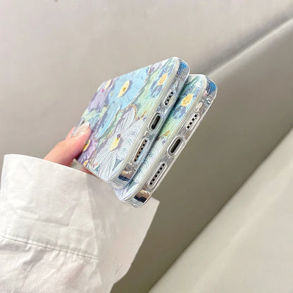 【ブルームアート】立体ペイント風 フラワーグリッター スマホケース｜iPhone対応 #250623