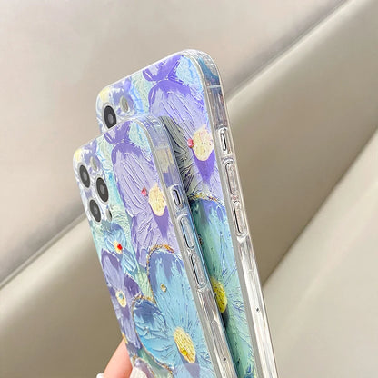 【ブルームアート】立体ペイント風 フラワーグリッター スマホケース｜iPhone対応 #250623