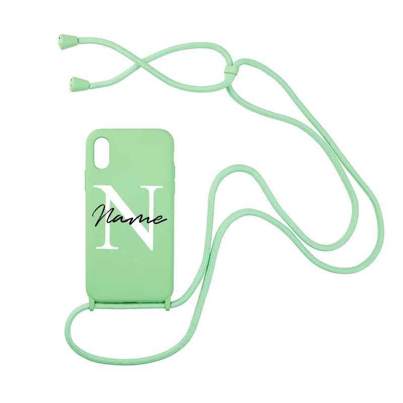 【カスタムシリーズ】名入れ ショルダーストラップ付き iPhoneケース｜パステルカラー #260215