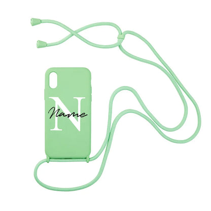 【カスタムシリーズ】名入れ ショルダーストラップ付き iPhoneケース｜パステルカラー #260215