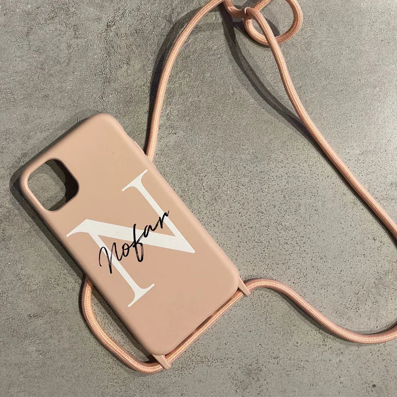 【カスタムシリーズ】名入れ ショルダーストラップ付き iPhoneケース｜パステルカラー #260215