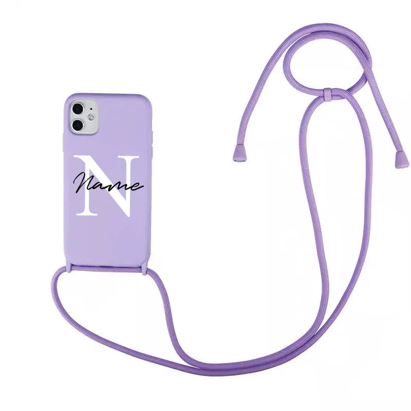 【カスタムシリーズ】名入れ ショルダーストラップ付き iPhoneケース｜パステルカラー #260215