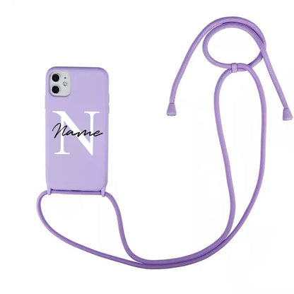 【カスタムシリーズ】名入れ ショルダーストラップ付き iPhoneケース｜パステルカラー #260215