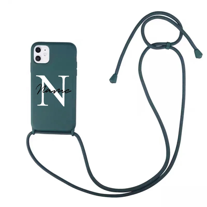 【カスタムシリーズ】名入れ ショルダーストラップ付き iPhoneケース｜パステルカラー #260215