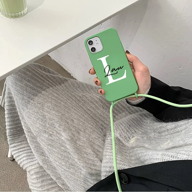 【カスタムシリーズ】名入れ ショルダーストラップ付き iPhoneケース｜パステルカラー #260215