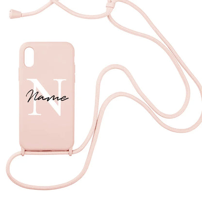 【カスタムシリーズ】名入れ ショルダーストラップ付き iPhoneケース｜パステルカラー #260215