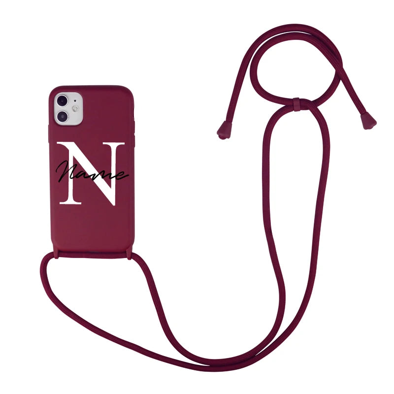 【カスタムシリーズ】名入れ ショルダーストラップ付き iPhoneケース｜パステルカラー #260215