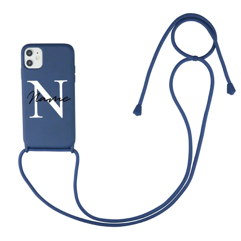 【カスタムシリーズ】名入れ ショルダーストラップ付き iPhoneケース｜パステルカラー #260215