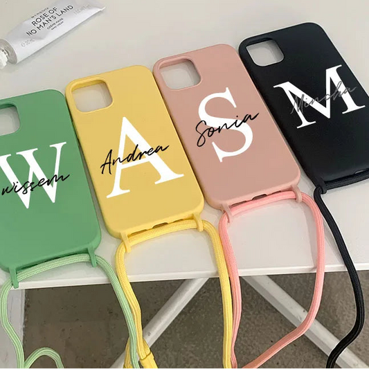 【カスタムシリーズ】名入れ ショルダーストラップ付き iPhoneケース｜パステルカラー #260215