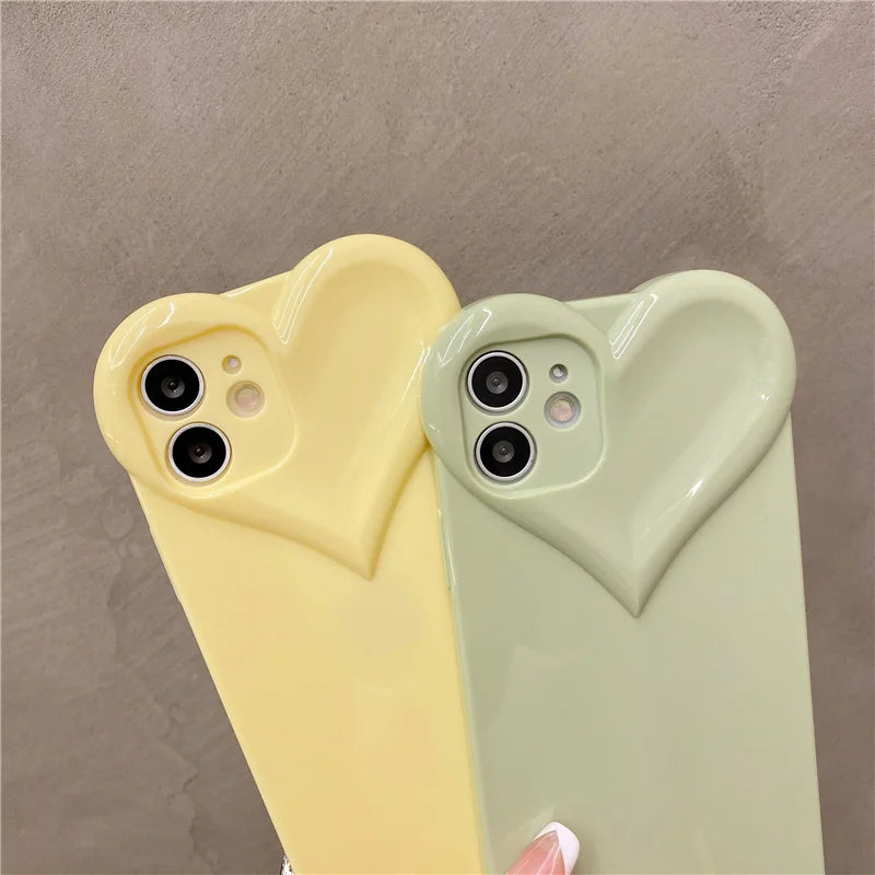 【ぷっくり立体ハート】シリコンスマホケース｜iPhone対応 #250706