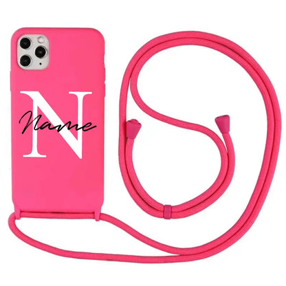 【カスタムシリーズ】名入れ ショルダーストラップ付き iPhoneケース｜パステルカラー #260215