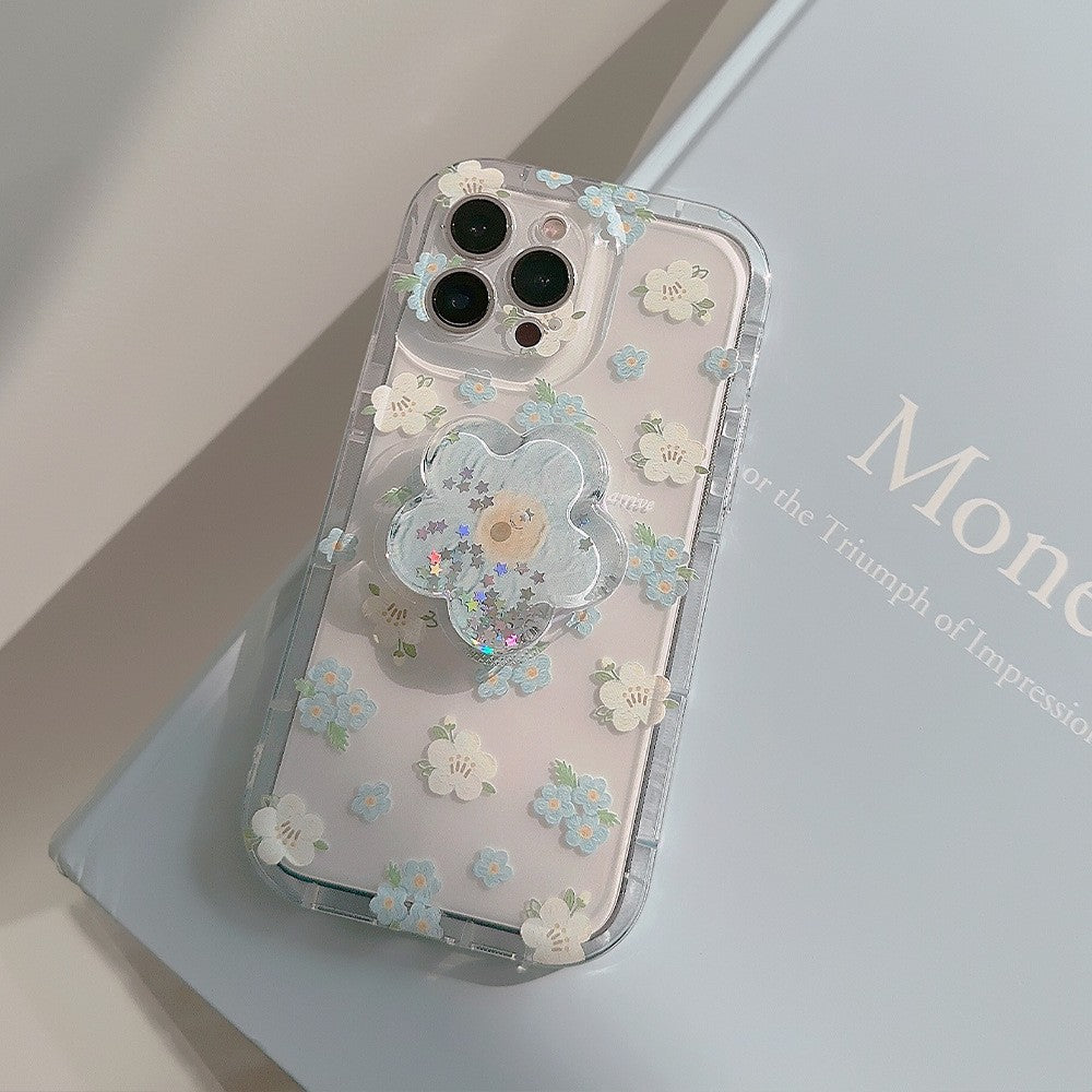 【クリアブロッサム】3Dフラワースタンド × 透明フローラルデザイン スマホケース｜iPhone対応 #250630