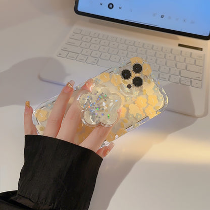 【クリアブロッサム】3Dフラワースタンド × 透明フローラルデザイン スマホケース｜iPhone対応 #250630